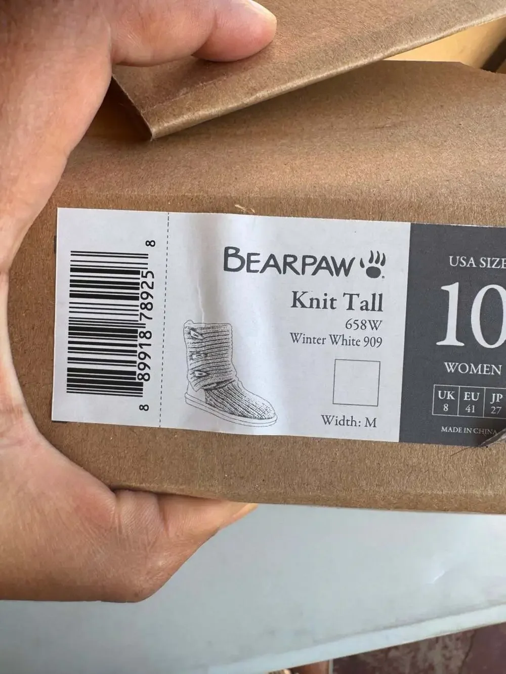 BEARPAW Knit Tall 658W Winter White 909 Women's Boots Size 10